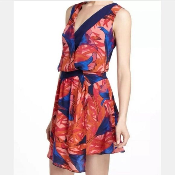 Anthropologie Leifsdottir Malva 100% Silk Surplice Asymmetrical Hem Dress 2 - Picture 2 of 8